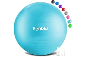 kisnbld Exercise Ball, Extra Thick Yoga Ball for Workout Pregnancy Stability, 4 Sizes Anti-Burst Balance Ball with Foot Pump - Heavy Duty Fitness Ball Chair for Office, Home & Gym