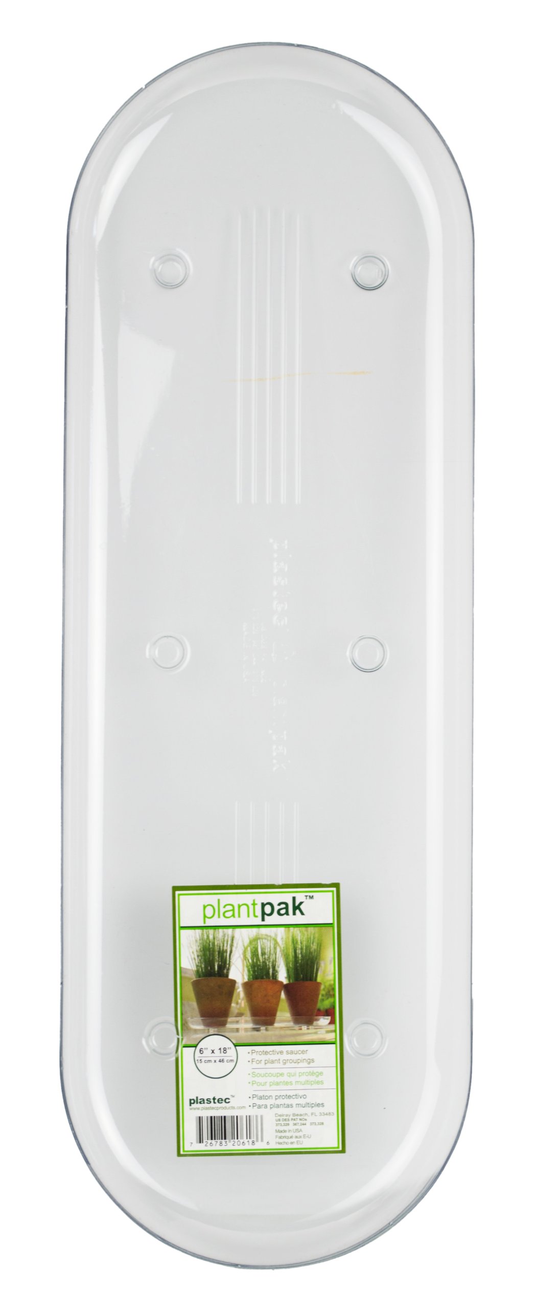 Plastec PLIPAK618 Oval Plantpak Saucer, Clear, 18-Inch