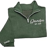 Chillever Personalized Embroidered Papa Quarter Zip Sweatshirt, Papa Shirt With Grandkids Names, Gifts For Father, Christmas
