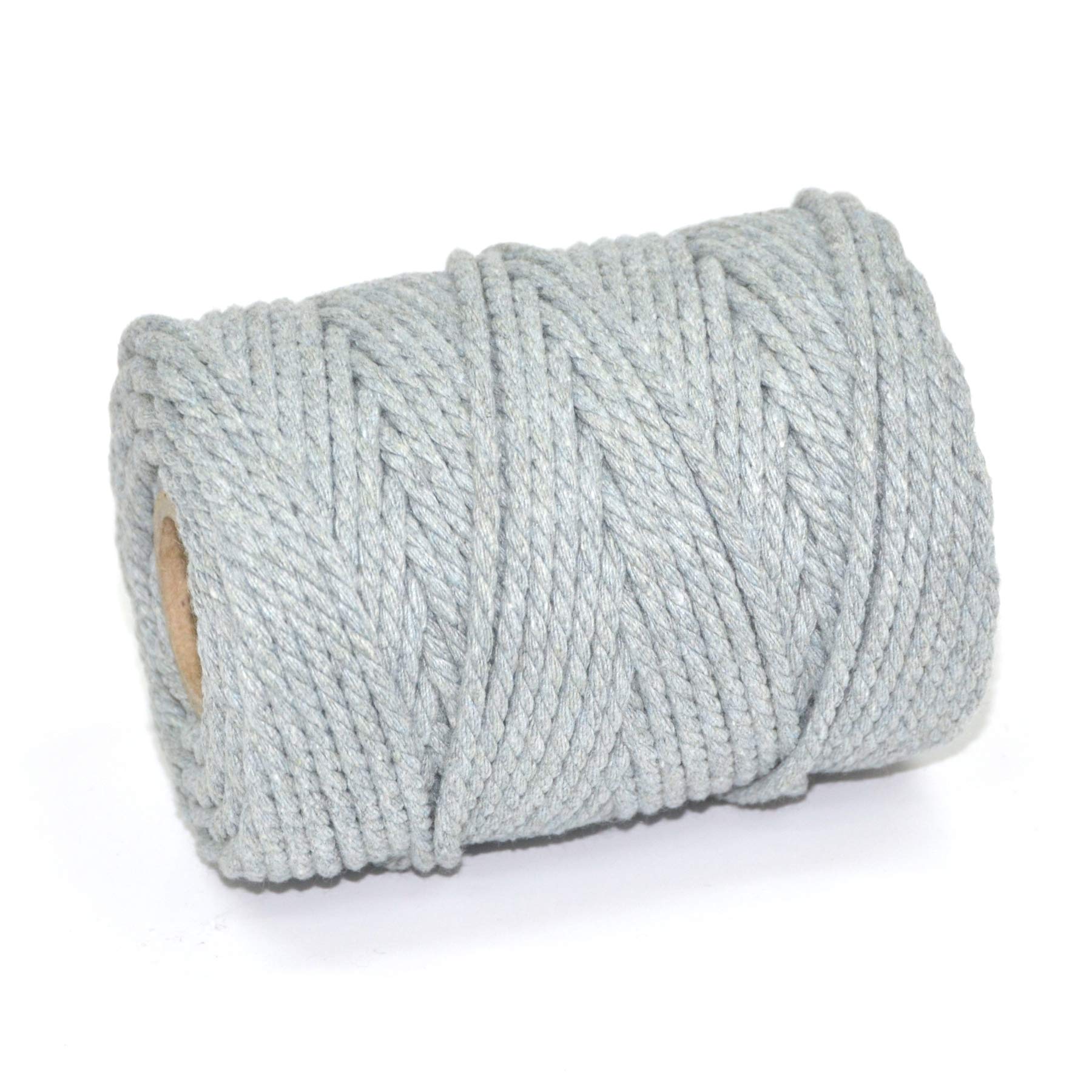 50M Spools - Everlasto 3 Strand Soft Cotton Coloured Macrame Craft Cord (3.5mm approx) (SILVER)