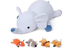 OurHonor Weighted Stuffed Animals, 4.2Lb Weighted Elephant Plush, 24in Giant Elephant Throw Pillow Soft Plushie Doll Toy Gifts