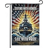 FLAGMEUP8386 US Navy Garden Flag 12x18 Inch - Double Sided Patriotic Battleship Decor for Outdoor & Indoor, Weather Resistant for Veterans & Military Families