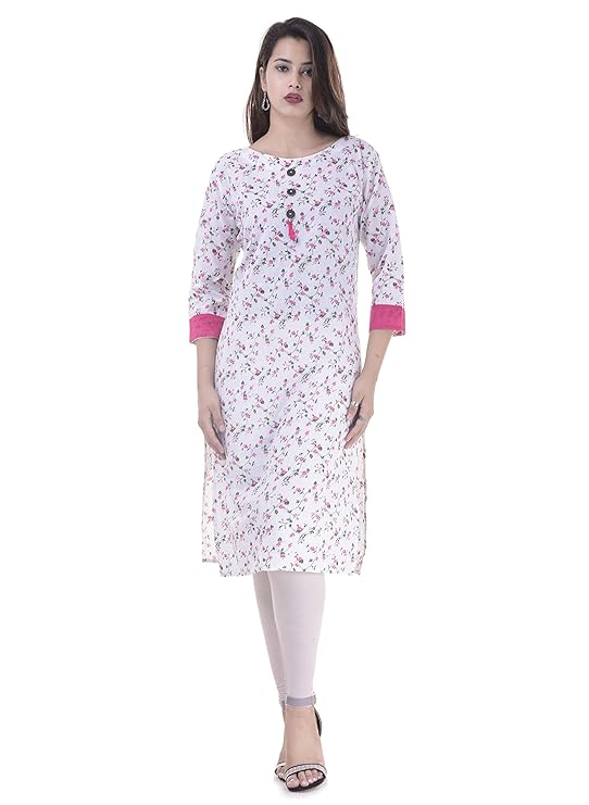 Yellow Floral Printed Cotton Kurti