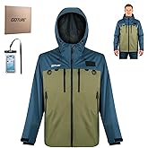 Goture Fishing Wading Jackets Breathable Waterproof Fishing Rain Jackets with Phone Dry Bag for Men Women XL