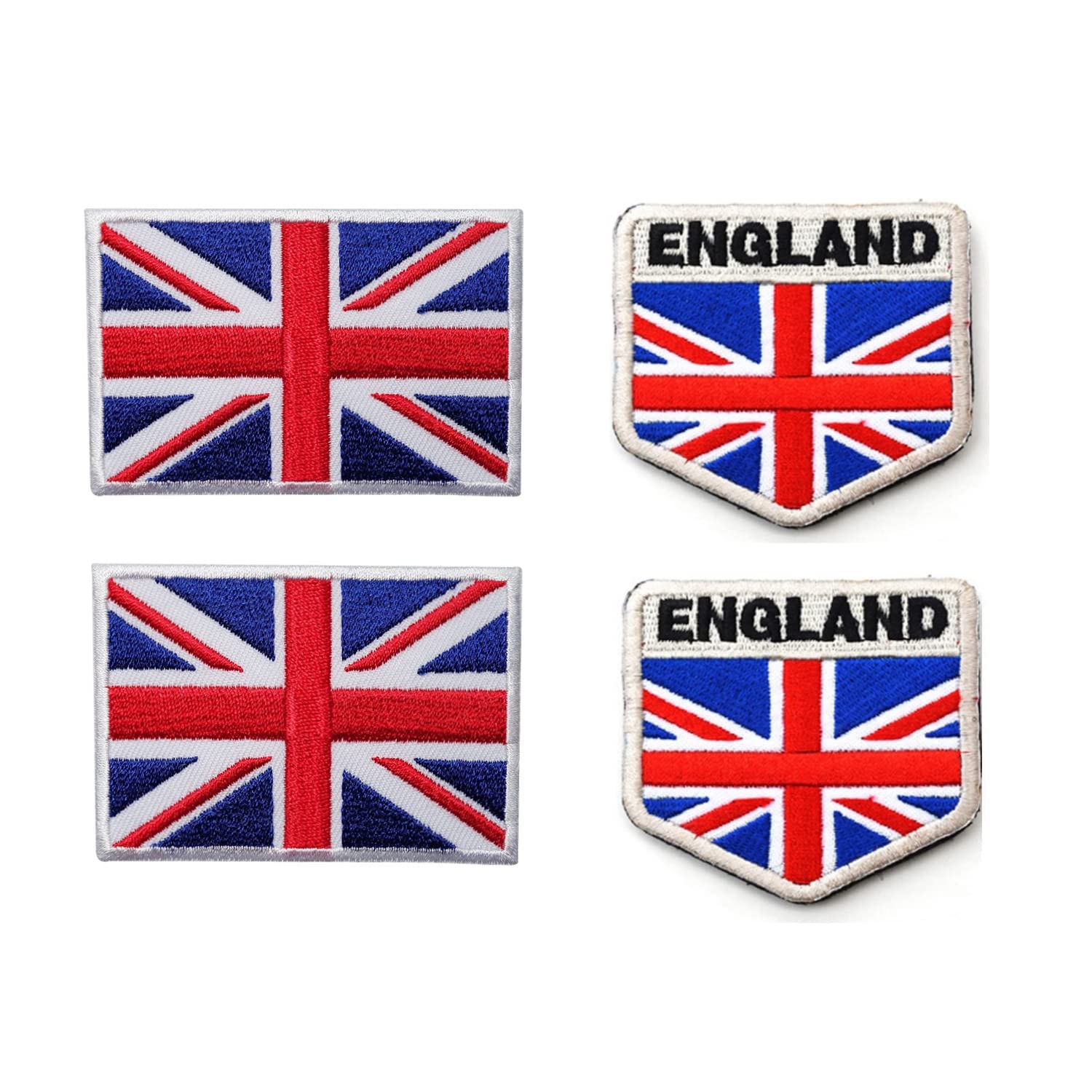 2PC British Union England Flag Patch Sew On Embroidered Applique (4pc Set)
