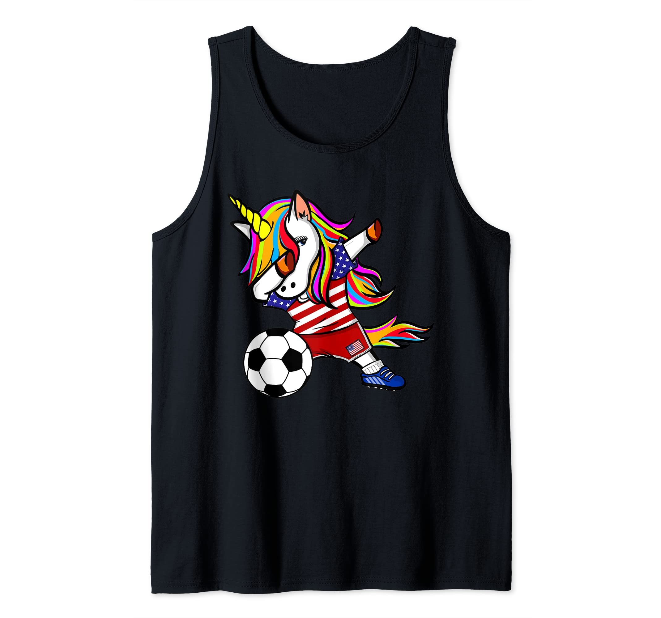 Dabbing Unicorn United States Football American Flag Soccer Tank Top