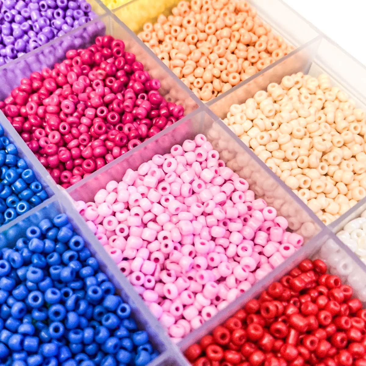 Download Moloni 28800 Glass Seed Beads for Bracelets 2mm Small Beads with 24-Grid Storage Box for Craft ...