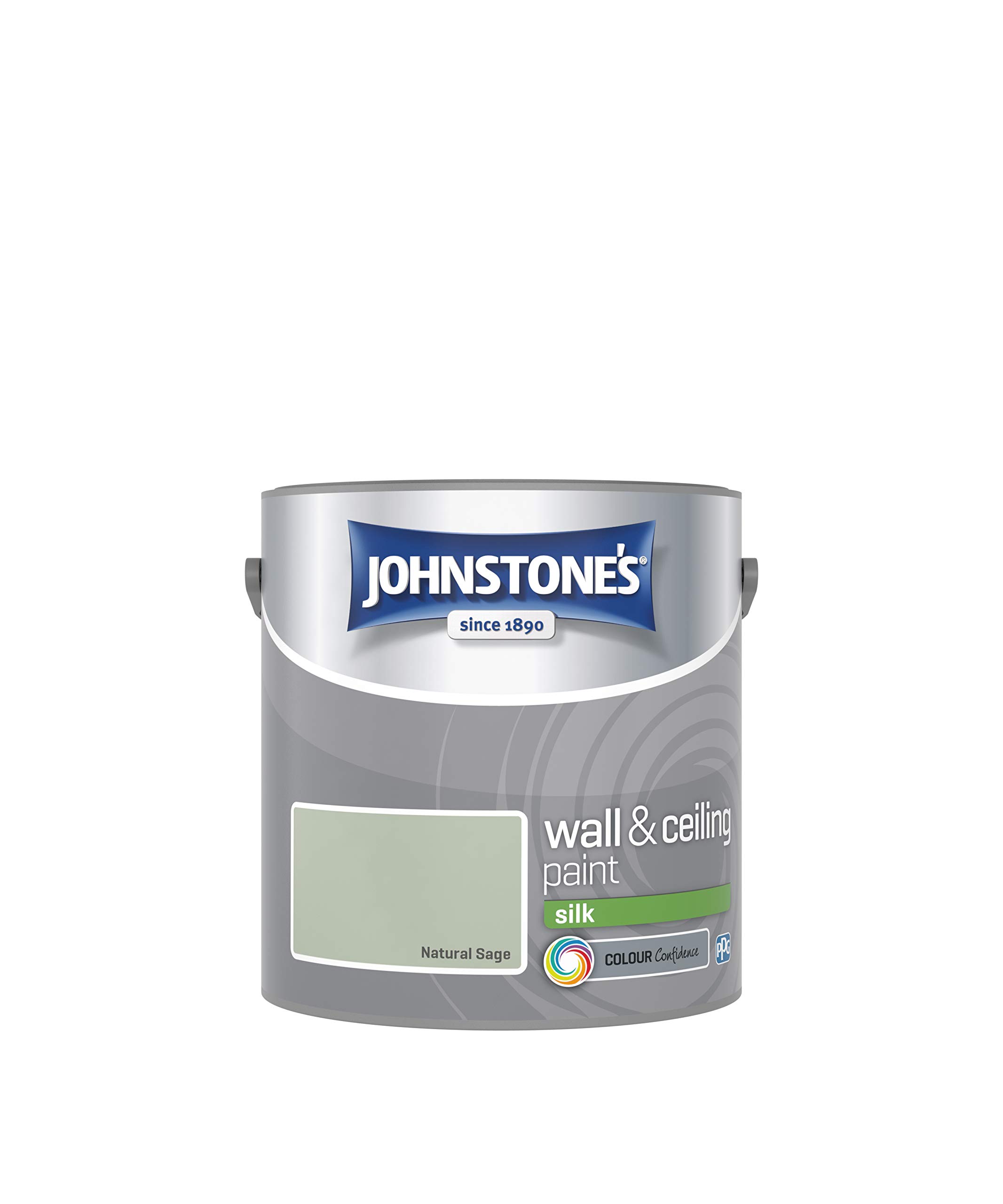 Johnstone's - Wall & Ceiling Paint - Natural Sage - Silk Finish- Emulsion Paint - Fantastic Coverage - Easy to Apply - Dry in 1-2 Hours - 12m2 Coverage per Litre - 2.5L