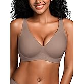 Wireless Bras for Small Breasted Women - S-L Deep-V Jelly Seamless Bralette, Comfortable Padded T-Shirt Bra No Underwire