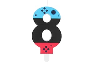 iNINGER Level Birthday Candles,Level 8 Number Birthday Cake Candles,8th boy Birthday Party Decor,Game Controller Gamepad Birthday Candles,Video Game Controller Themed Kids Boy Bday Party Supplies