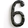 NACH Rustic Cast Iron Black House Numbers for Outside, Rust Resistant Metal House Numbers, Home Address Numbers for Outside, Metal Mailbox Numbers for Outside, 5.5 inch Numbers, 6, JS-RUSTICNUMBER-6