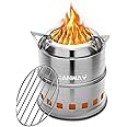 CANWAY Portable Camping Stove Mini Wood Burning Camp Stove for Backpacking Hiking Traveling Survival Cooking Stove Stainless Steel Emergency Folding Camping Stove with Carry Bag