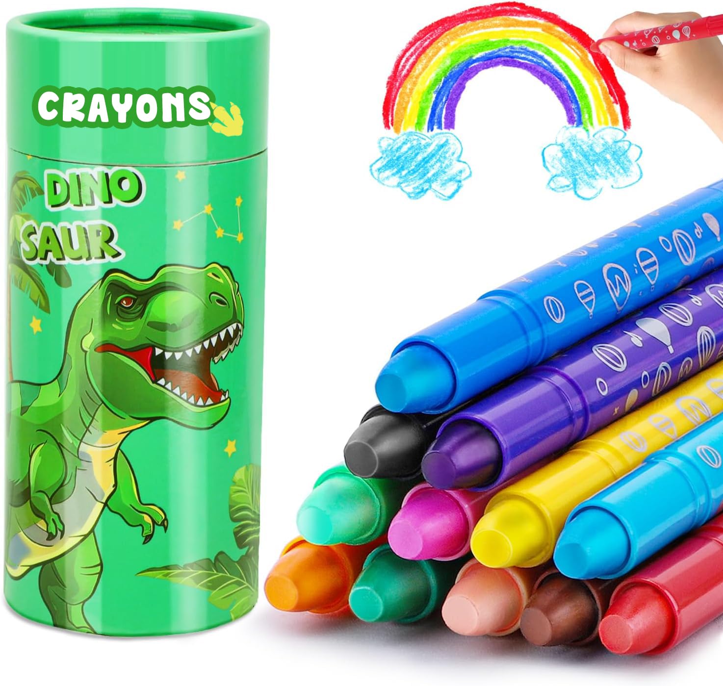 JYPS Crayons for Kids, 12 Colours Jumbo Crayon for Toddlers, Washable & Safe Colouring Silky Crayons, Drawing Pen Set for Kids, Art Supplies Easter Gift for Girls/Boys