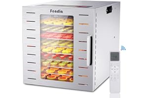 FENDIA Food Dehydrator for Jerky, 9 Stainless Steel Large Trays, 800W Fruit Dehydrator with Remote Control, 24H Timer and 194°F Temperature Control, Food Dryer for Jerky, Herbs, Fruit, Dog Treats