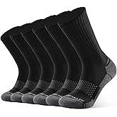 CLOSEMATE Mens Moisture-Wicking Athletic Cushioned Crew Socks 6 Pairs Cotton Comfy Running Training Sports