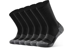 CLOSEMATE Mens Moisture-Wicking Cushioned Performance Socks Athletic Crew Socks for Workout & Daily Activities 6 Pairs