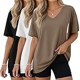 Sweetyweee 3 Pack Women's Oversize Nursing Shirts for Breastfeeding with Hidden Zippers Loose Fit Short Sleeve Maternity Tops