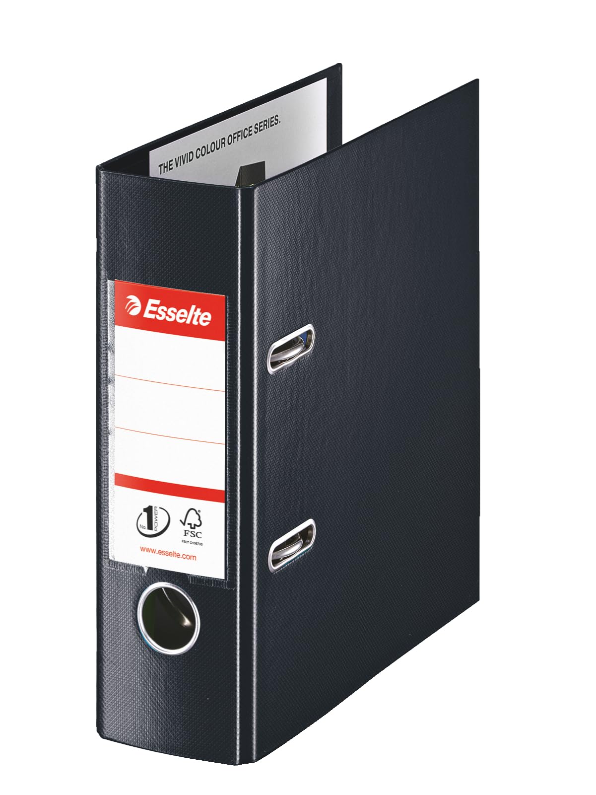 Esselte VIVIDA 468670 – Lever Arch File, A5 Polypropylene, Precision Patented Mechanism, Capacity 500 Sheets, 75 mm Spine, Black, Designed for Office