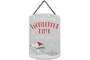 OPEN ROAD BRANDS Peanuts Snoopy Most Wonderful Time of the Year Hanging Wood Wall Decor - Fun Snoopy Christmas Decoration for Home