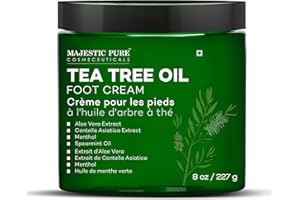 MAJESTIC PURE Tea Tree Oil Foot Cream for Men & Women | Aloe Vera Extract, Spearmint Oil, Menthol - For Dry Skin | support mo