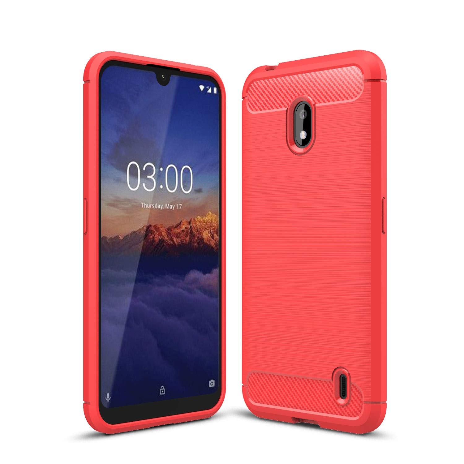 Nokia 2.2 Case, Cruzerlite Carbon Fiber Texture Design Back Cover Anti-Scratch Shock Absorption Case for Nokia 2.2 (Red)