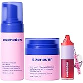 Evereden Happy Kids Skin & Lips Routine - Multi-Vitamin Face Wash & Face Cream Peach & Tinted Lip Oil Ruby Red Set - Clean & Vegan Skin Care for Kids 3+ - Moisturizing, Nourishing, & Protective