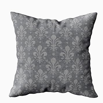 Amazon Com Douecish Outdoor Pillows Fleur De Lis Seamless Gray
