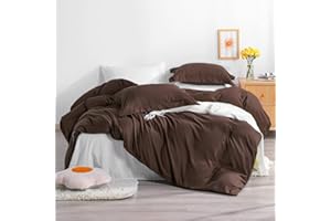 NTBAY Twin Duvet Cover Set, 1 Duvet Cover and 1 Pillow Sham, Soft Brushed Microfiber Comforter Cover for Kids with Zipper Closure, Dark Brown