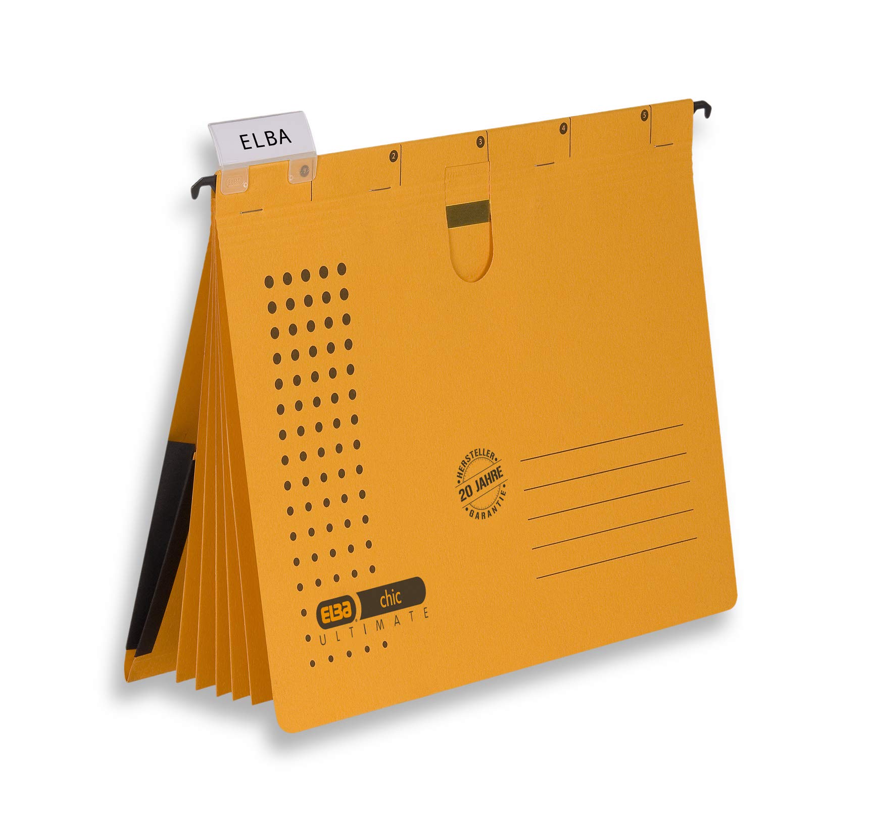 Elba Chic Ultimate 100333015 Organising File / 5 Insert Sheets and 5 Dividers with Expanding Pocket on The Back Cover/Pack of 5 / Yellow