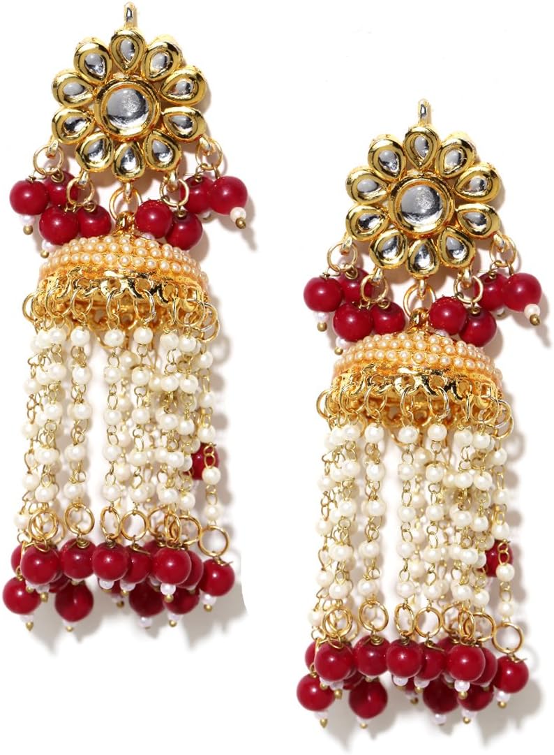 Zobby Bollywood Ethnic Fashion Gold Toned Circular Jhumka Earrings for Women
