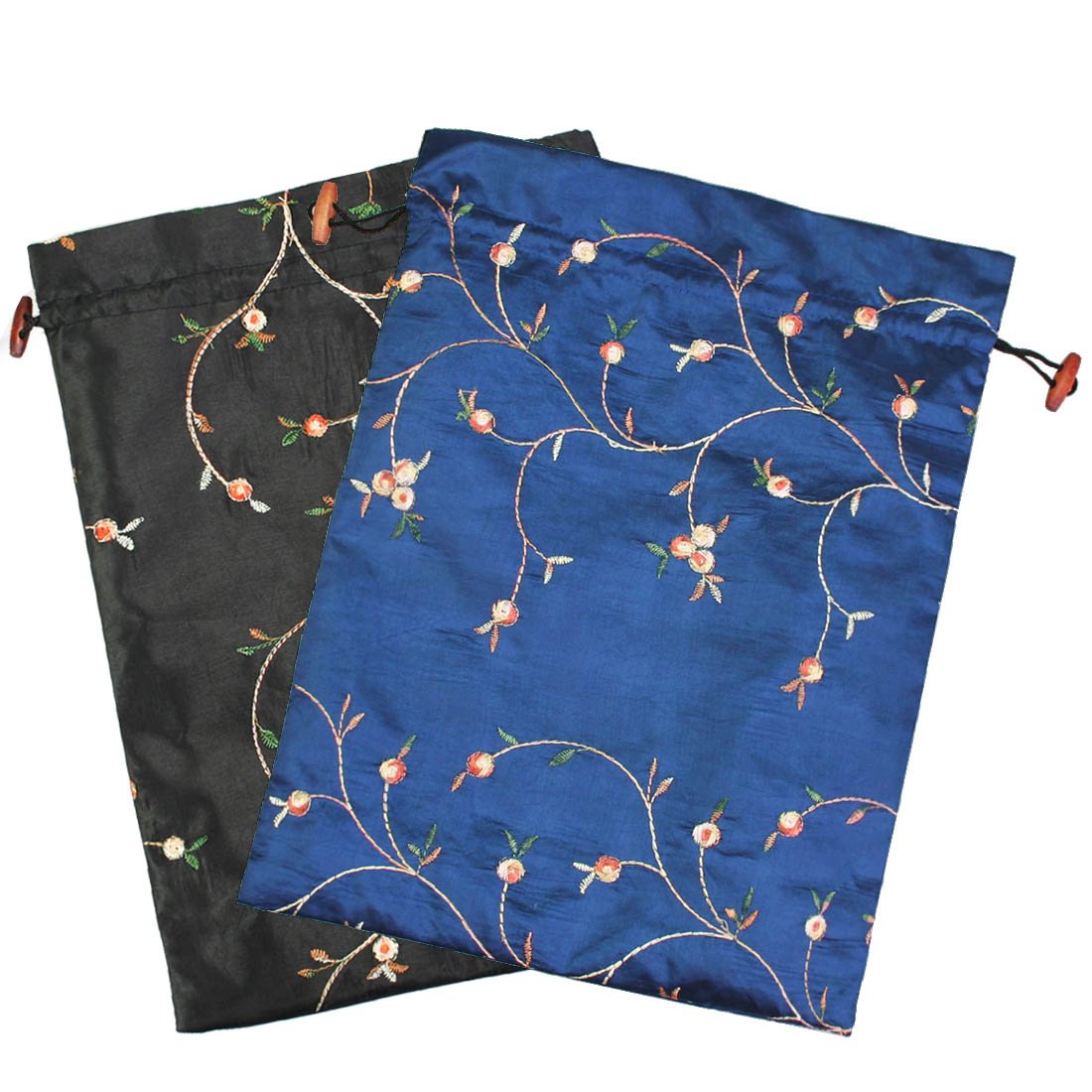 kilofly Embroidered Silk Jacquard Travel Bag, Lingerie & Shoes, Value Set of 2