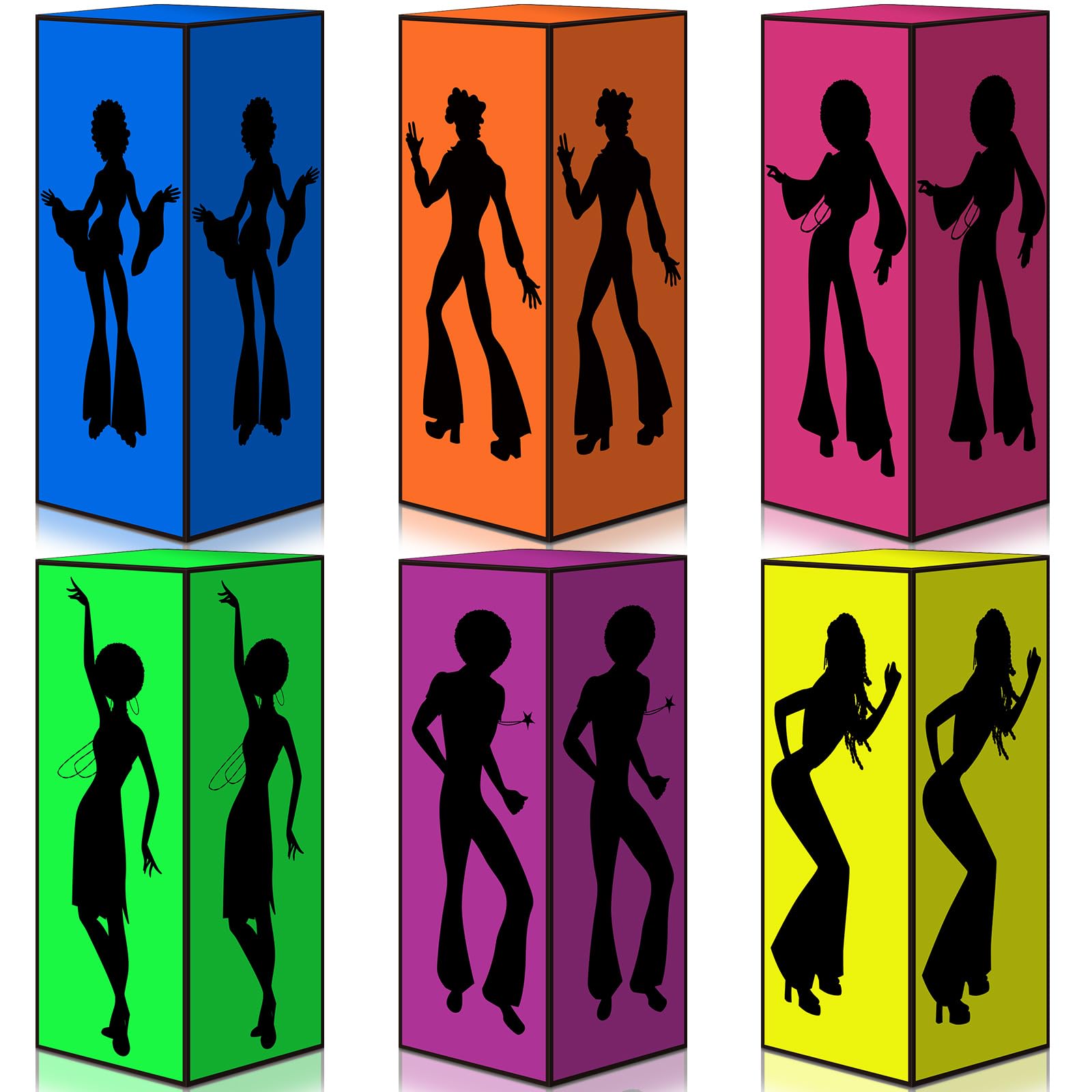 Photo 1 of Spiareal 6 Pcs Disco Party Box Disco Paper Centerpieces Decorations 70s 80s Table Centerpiece Disco Theme Birthday Party Supplies Hippie Retro Disco Party Favors