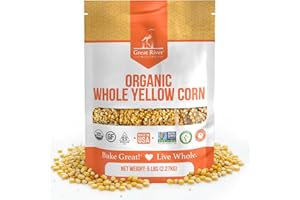 Great River Milling Organic Whole Corn | Whole Grain Yellow Corn for Milling, Cooking & Baking | USDA Organic, Gluten Free, Non-GMO, Kosher | Ideal for Cornmeal, Grits & Hominy | 5 Lb