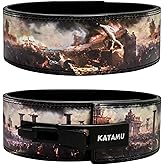 Katamu Premium Leather Lever Weightlifting Belt – Secure Steel Lever, Powerlifting Support for Deadlifts, Squats & Heavy Lifts
