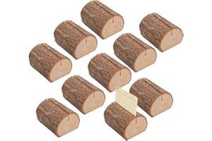30Pcs Rustic Wood Place Card Holders Semicircle Table Photo Holders Name Cards Number Picture Holders for Tables Food Labels 