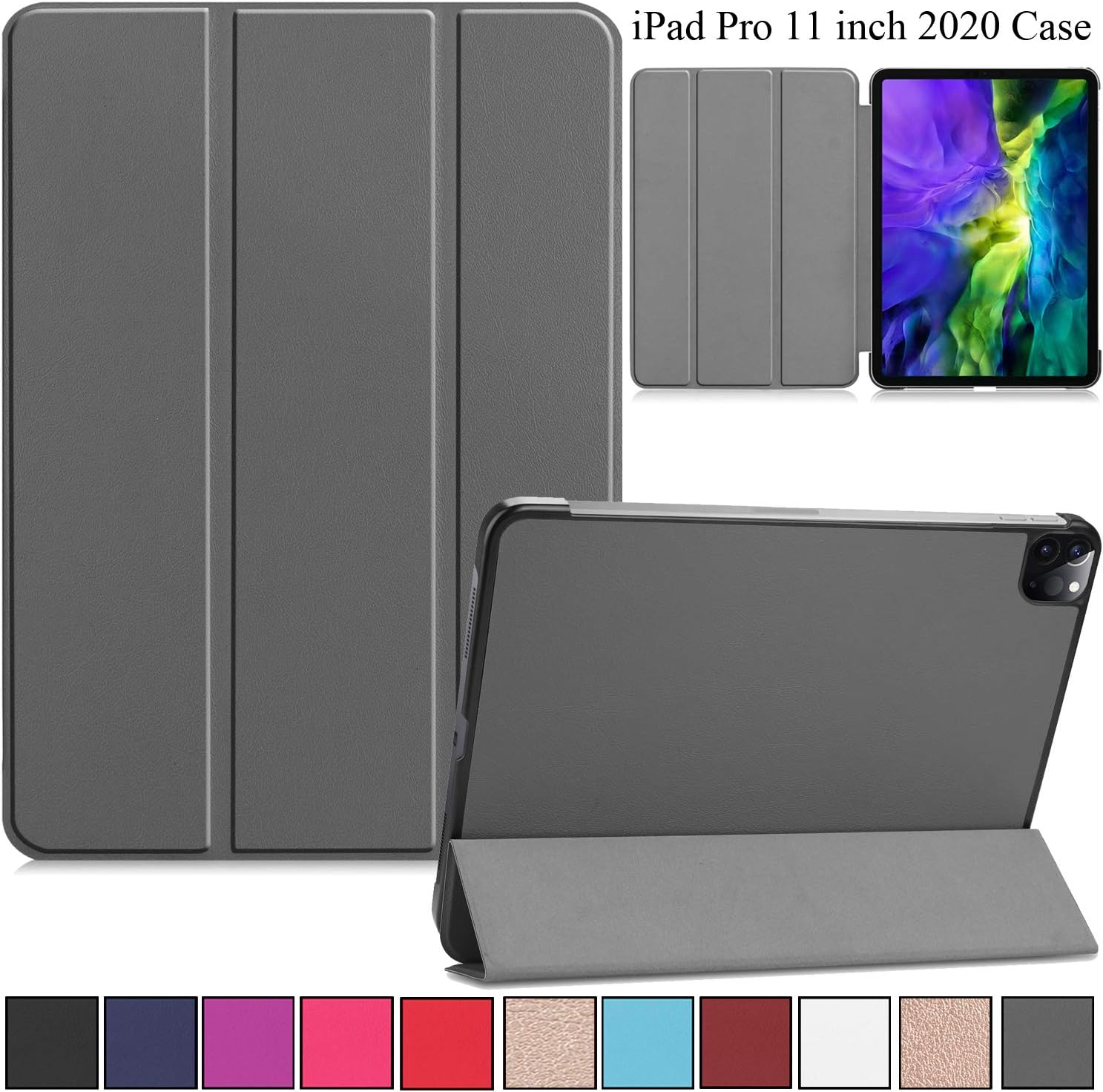 New iPad Pro 11 inch 2020 Case, Artyond Smart Stand Case with Auto Sleep/Wake Support Apple Pencil Pairing & Charging Magnetic Tri-Fold Slim Case for New iPad Pro 11 2020 2nd Generation, Gray