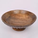 EDHAS Mango Wood Decorative Wooden Bowl Hand Carved Centerpiece 30cm view 3