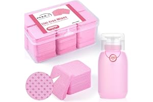 NXJ INFILILA 1080PCS Lint Free Nail Wipes Kit, Pink Gel Nail Polish Remover Set with 1PCS Acetone Pump Dispenser Bottle 200ml(6.8oz) for Professional Soak Off Gel Polish Remover