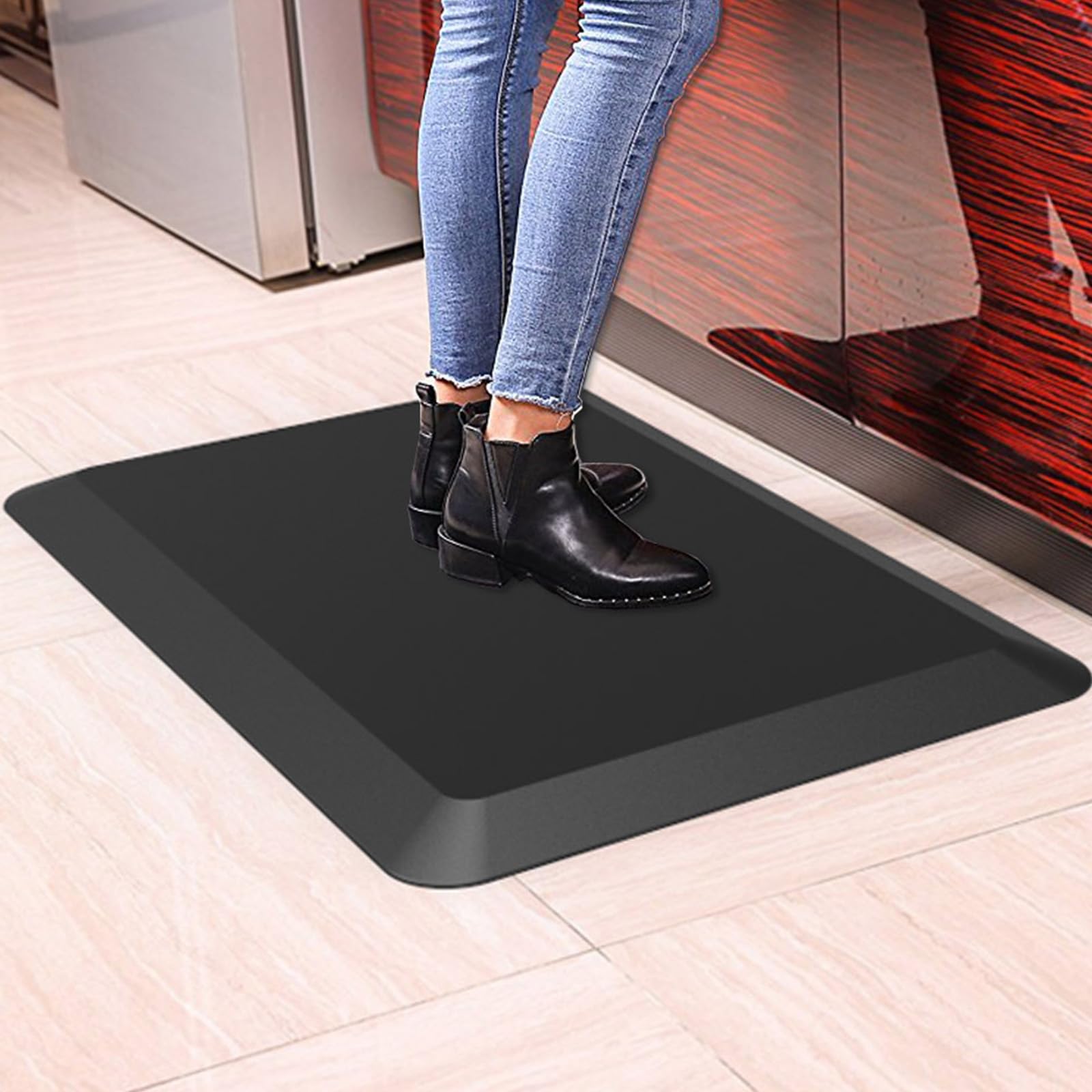 Photo 1 of 1" Extra Thick Anti Fatigue Floor Mat,Kitchen Mat, Standing Desk Mat – Comfort at Home, Office, Garage - Advanced PU Foam - NOT PVC (Black, 40" L x 20" W)