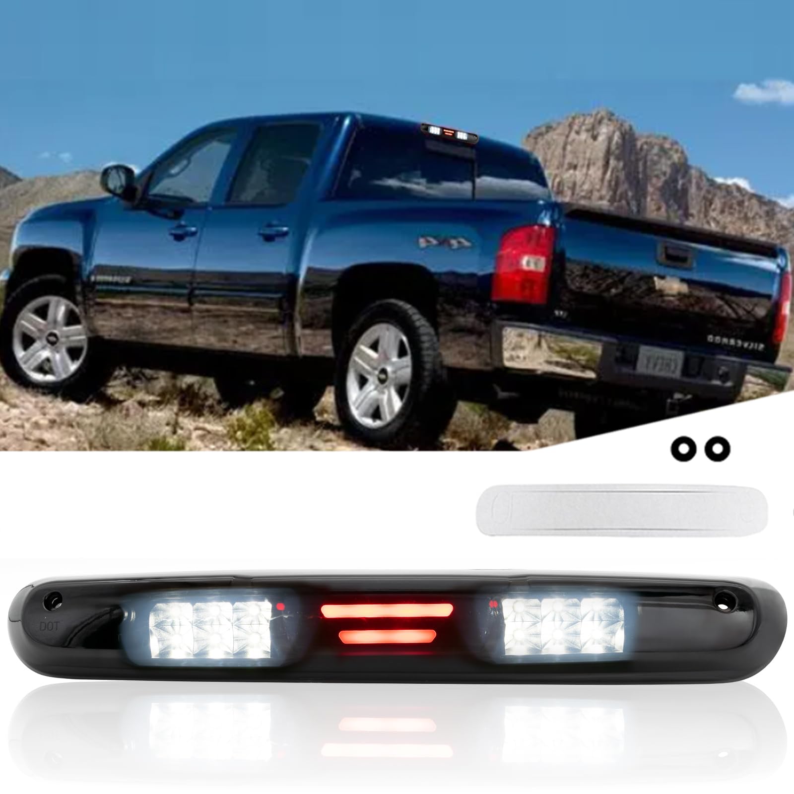 Photo 1 of AUTOXBERT Third 3rd Brake Light for 07-13 Chevy Silverado GMC Sierra 1500 2500HD 3500HD 2007 2008 2009 2010 2011 2012 2013 Waterproof Led High Mount Stop Third Brake Light (Smoke Lens)