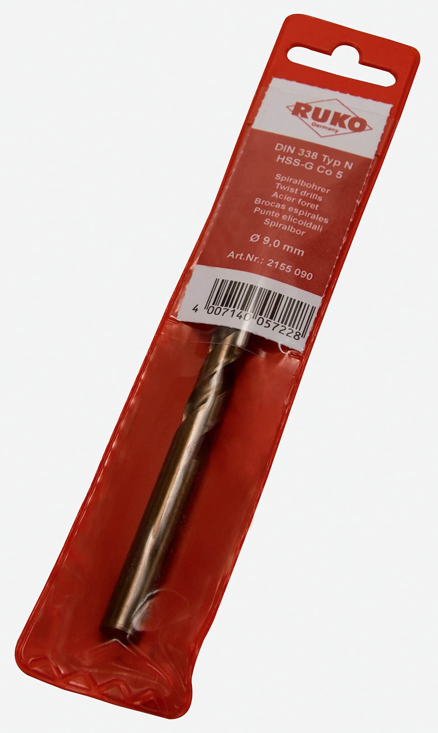 RUKO 2155105 - Broca HSS Co5 Cobalto, rectificadas con autocentrado en bolsa de plástico (Ø 10,5 mm)