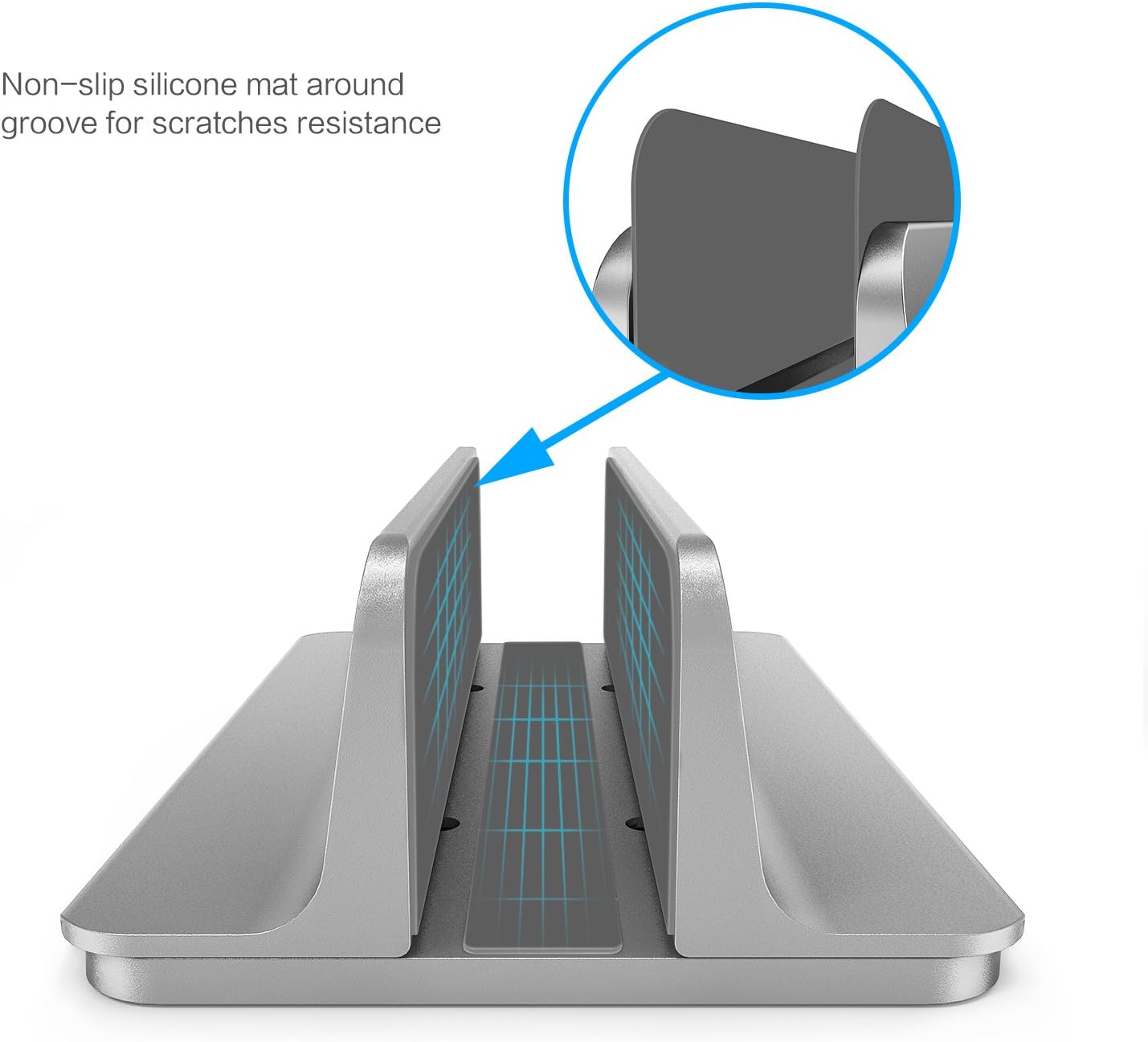 Vertical Laptop Stand [Adjustable Size], OMOTON Desktop Aluminum MacBook Stand with Adjustable Dock Size, Fits All MacBook, Surface, Chromebook and Gaming Laptops (Up to 17.3 inch), Gray: Office Products