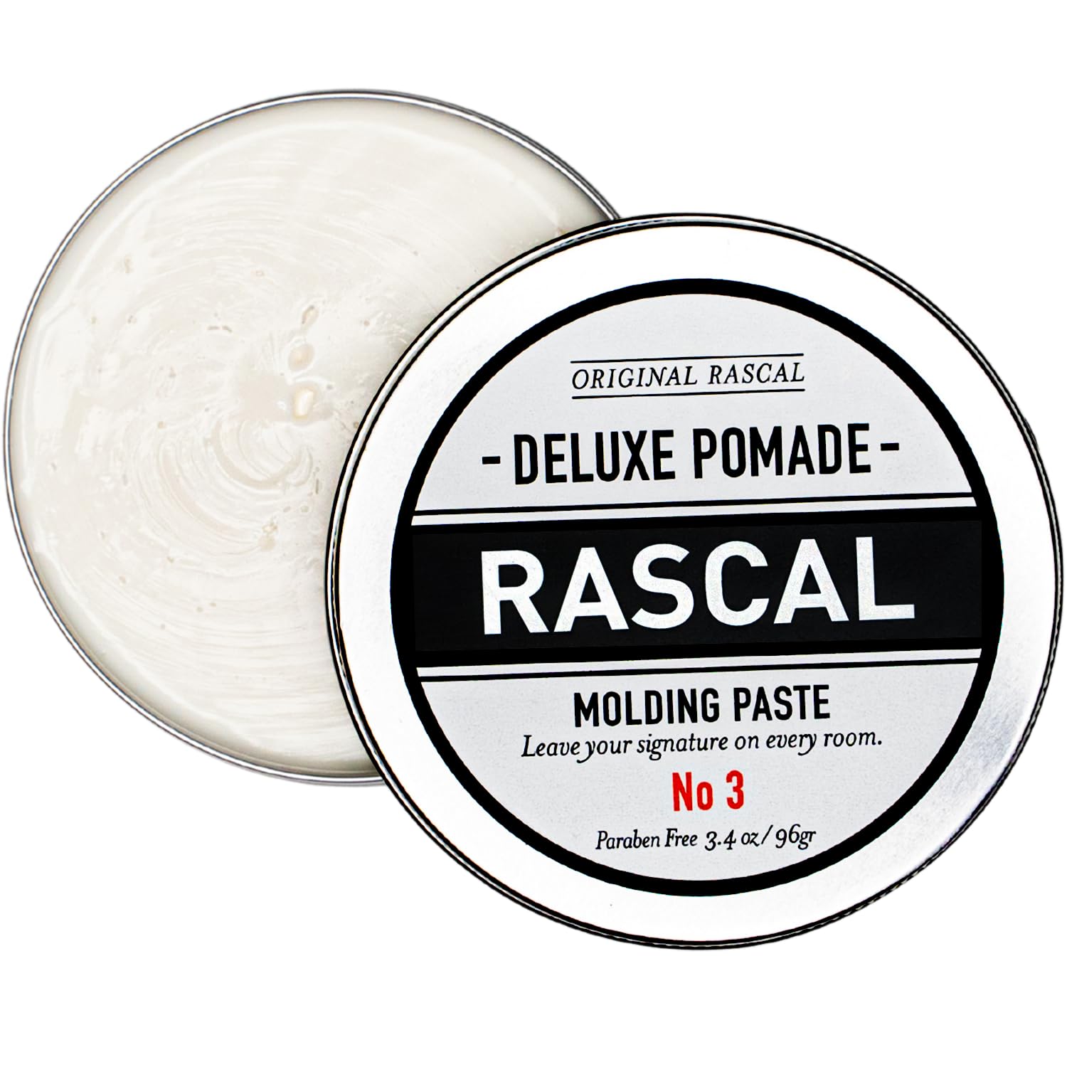 Photo 1 of Original Rascal Deluxe Pomade for Men #3 - Matte Molding Hair Paste with Medium Hold & High Shine - Men's Styling Care Solution Product for All Hair Types - Natural Infused with Beeswax & Mineral Oil