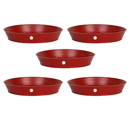 Kraft Seeds Planter Gamla Bottom Plate or Tray 6 inches Diameter for Planters - Red, 5 Pieces