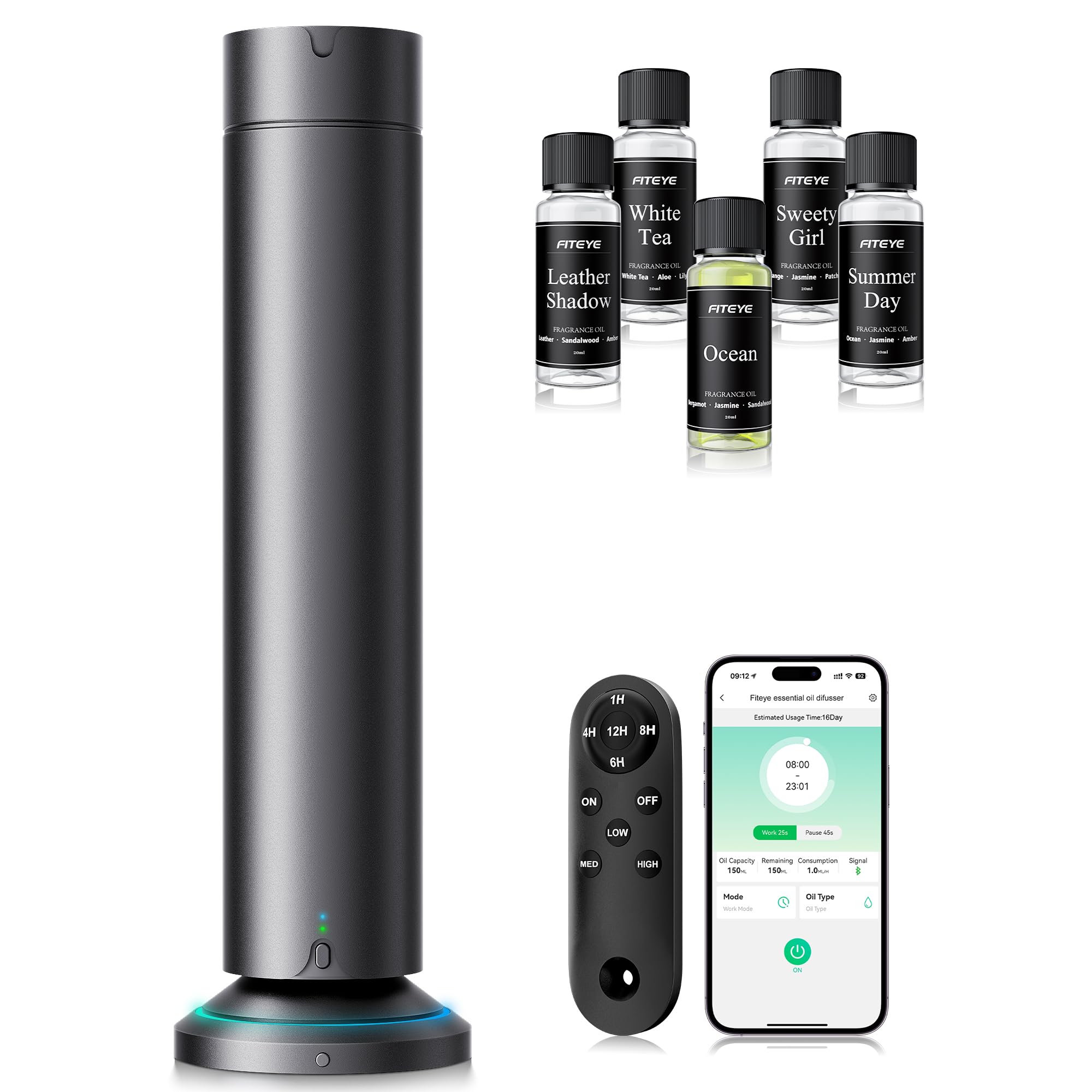 Photo 1 of Waterless Scent Diffuser Kit Include 5x20ml Essential Oils, Essential Oil Diffuser for Home, Hotel & Office, APP&Remote Control, Quiet Operation, Pets and Kids Friendly, Max Coverage 1500 Sq Ft