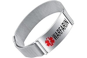 YOTHIWAD Medical Alert Bracelets for Men Women Medical Id Bracelets with Free Laser Engraving Adjustable Stainless Steel Band Magnetic Security Clasp Dual-Side Engraving