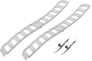 CargoSmart Aluminum Folding S-Curve Ramp with Treads (2pk) – Easily and Safely Load and Unload Light Equipment, Lawn Tractors, ATVs and More, 1,500 lb. Capacity, 12” W x 90” L