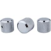 Guyker 3Pcs Brass Potentiometer Control Knobs with 6mm(0.24&rdquo;) Dia. Shaft Pot - High Grade Knurled Volume Tuning Audio Knob Replacement for Electric Guitar or Precision Bass - CNC Machined(Chrome)