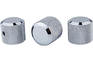 Guyker 3Pcs Brass Potentiometer Control Knobs with 6mm(0.24”) Dia. Shaft Pot - High Grade Knurled Volume Tuning Audio Knob Replacement for Electric Guitar or Precision Bass - CNC Machined(Chrome)
