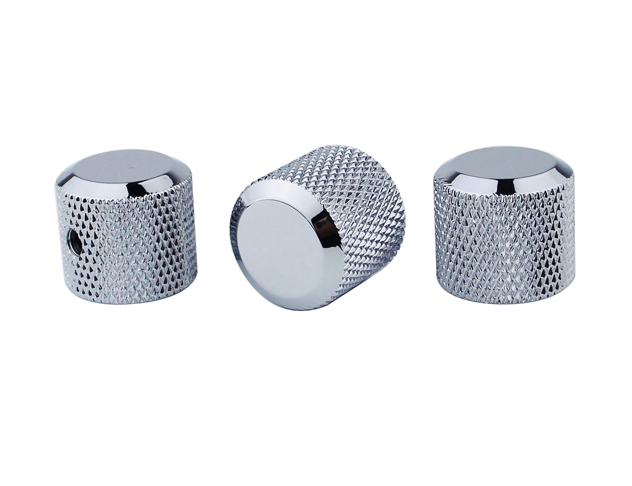 Guyker 3Pcs Potentiometer Control Knobs with 6mm(0.24”) Dia. Shaft Pot - High Grade Knurled Volume Tuning Audio Knob Replacement for Electric Guitar or Precision Bass - CNC Machined(Chrome)